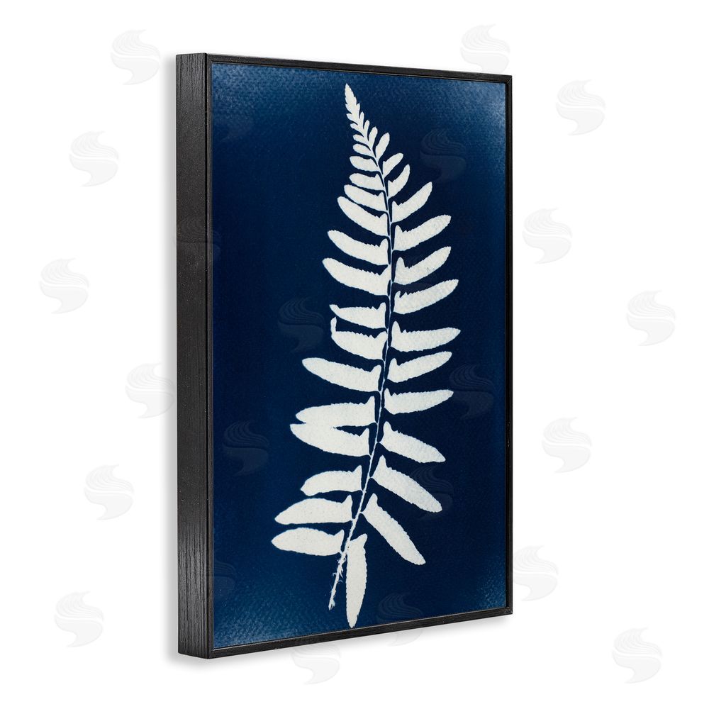 Lynn Byrd Fern Leaf on Indigo Blacked Framed Giclee Wall Art Print