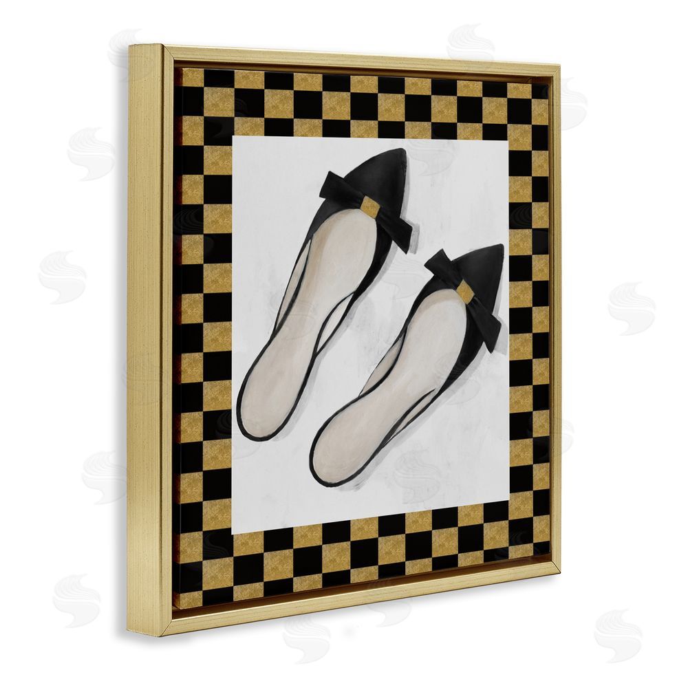 Lorenzo Collective Sleek Black Sliders Gold Floating Frame Canvas Wall Art Print