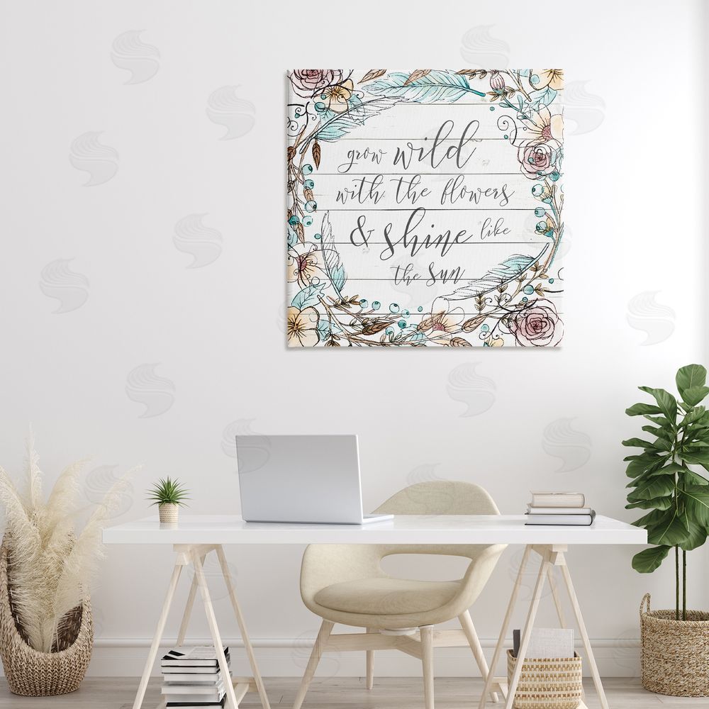 Sundance Graphics Grow Wild With Flowers Canvas Wall Art Print in Room