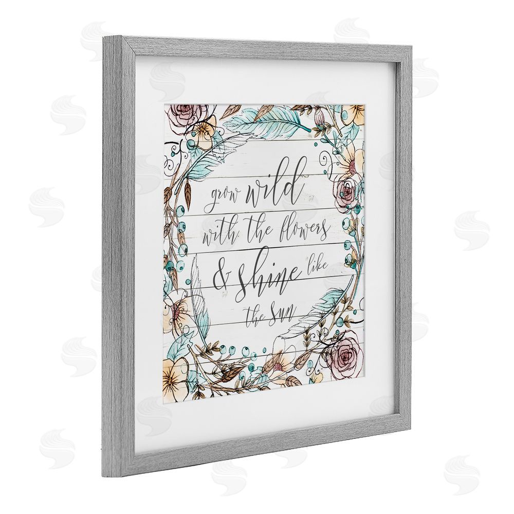 Sundance Graphics Grow Wild With Flowers Gray Framed Print Under Glass Wall Art