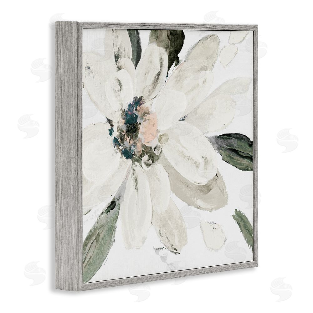 Sundance Graphics Naturally Blooming White Flower Gray Framed Giclee Wall Art Print