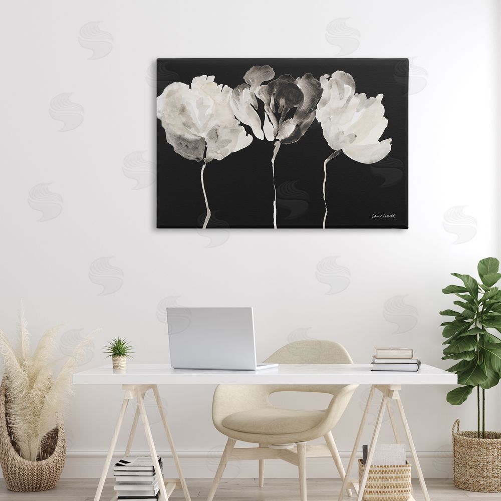 Lanie Loreth Trio In Light On Black Stretched Canvas Wall Art in Room