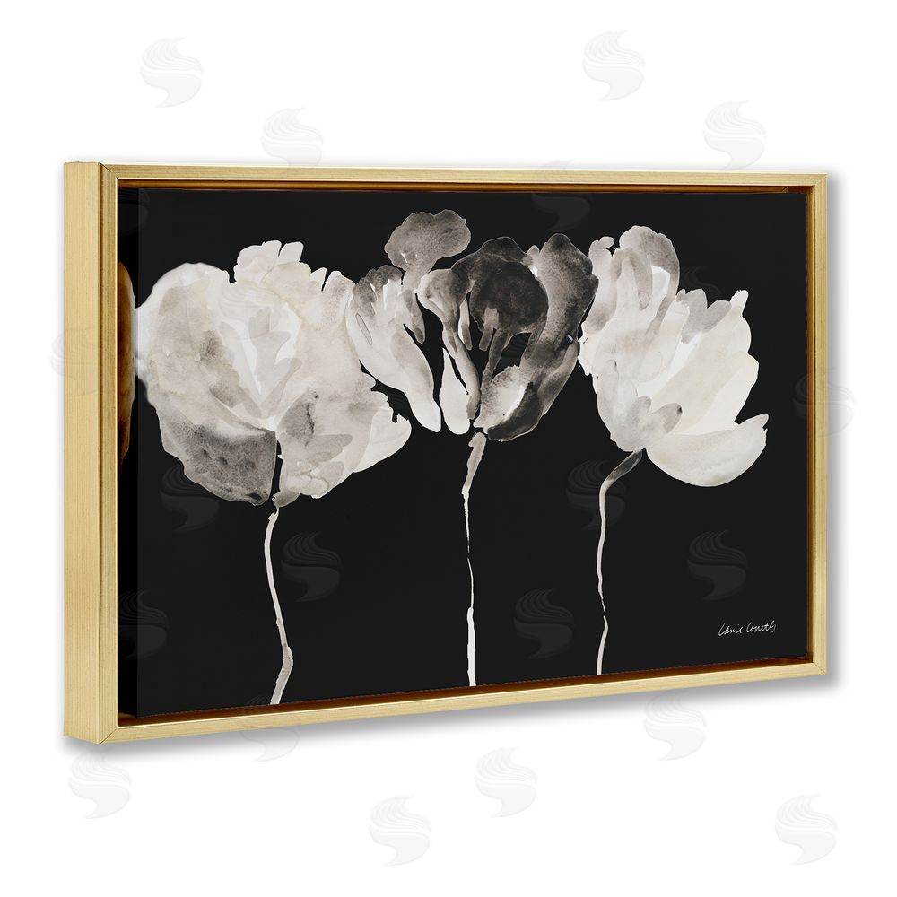 Lanie Loreth Trio In Light On Black Gold Floating Frame Canvas Wall Art Print
