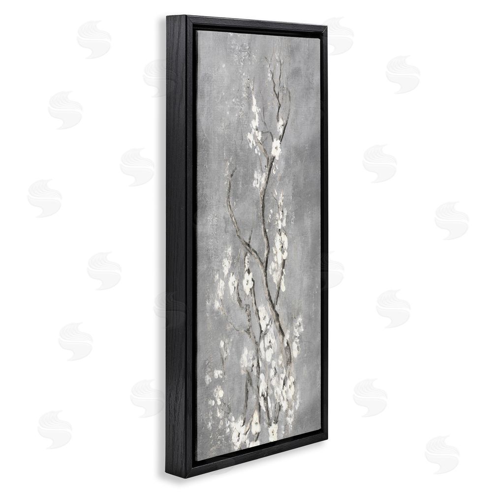 Patricia Pinto White Cherry Blossoms Reaching Black Floating Frame Canvas Wall Art Print