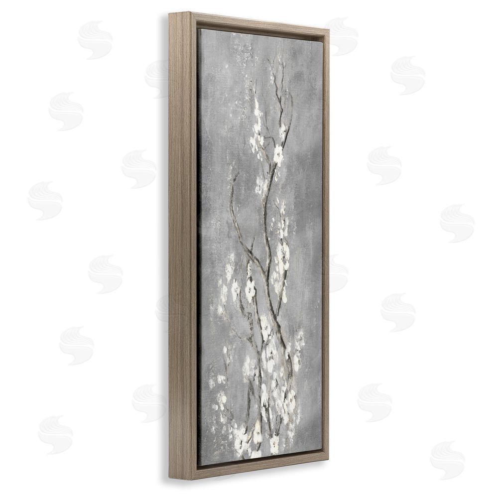 Patricia Pinto White Cherry Blossoms Reaching Brown Floating Frame Canvas Wall Art Print