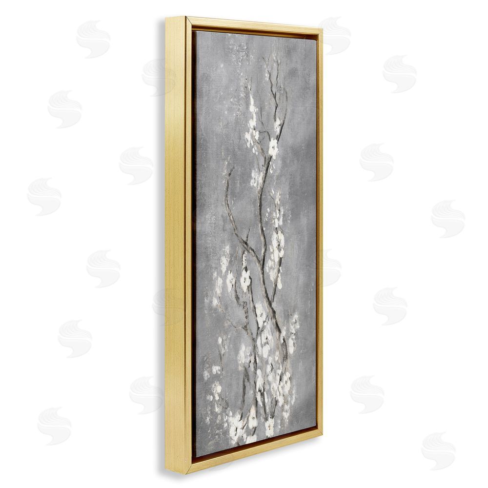 Patricia Pinto White Cherry Blossoms Reaching Gold Floating Frame Canvas Wall Art Print