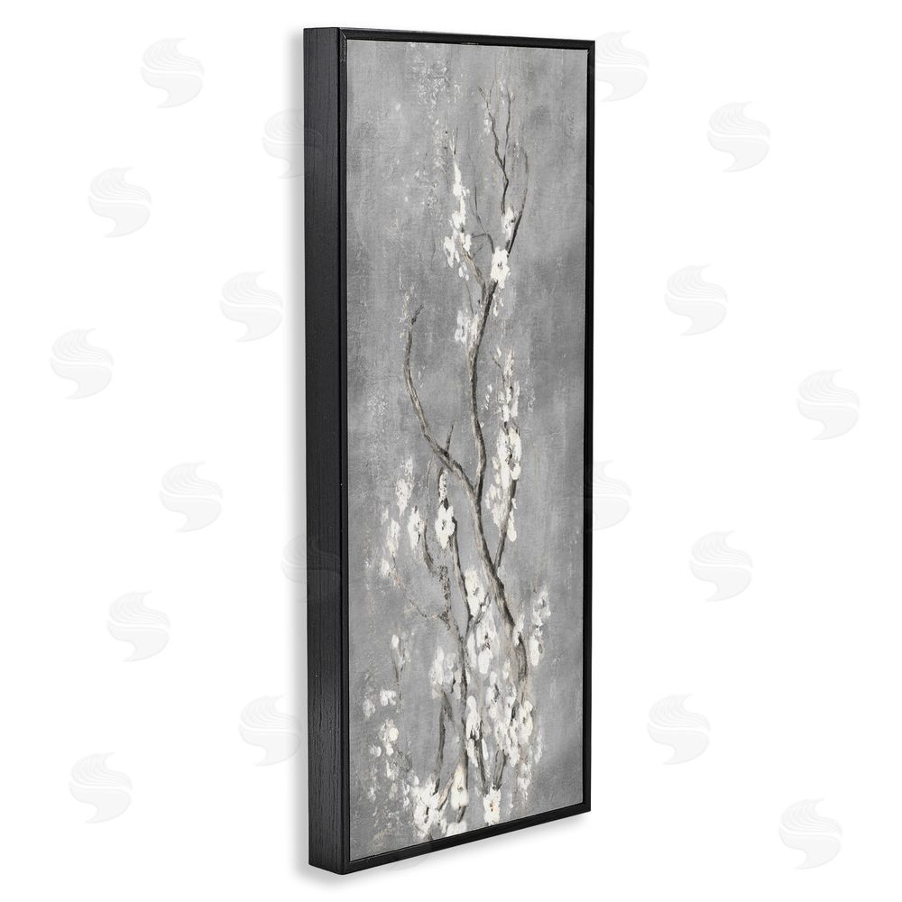 Patricia Pinto White Cherry Blossoms Reaching Black Framed Giclee Wall Art Print