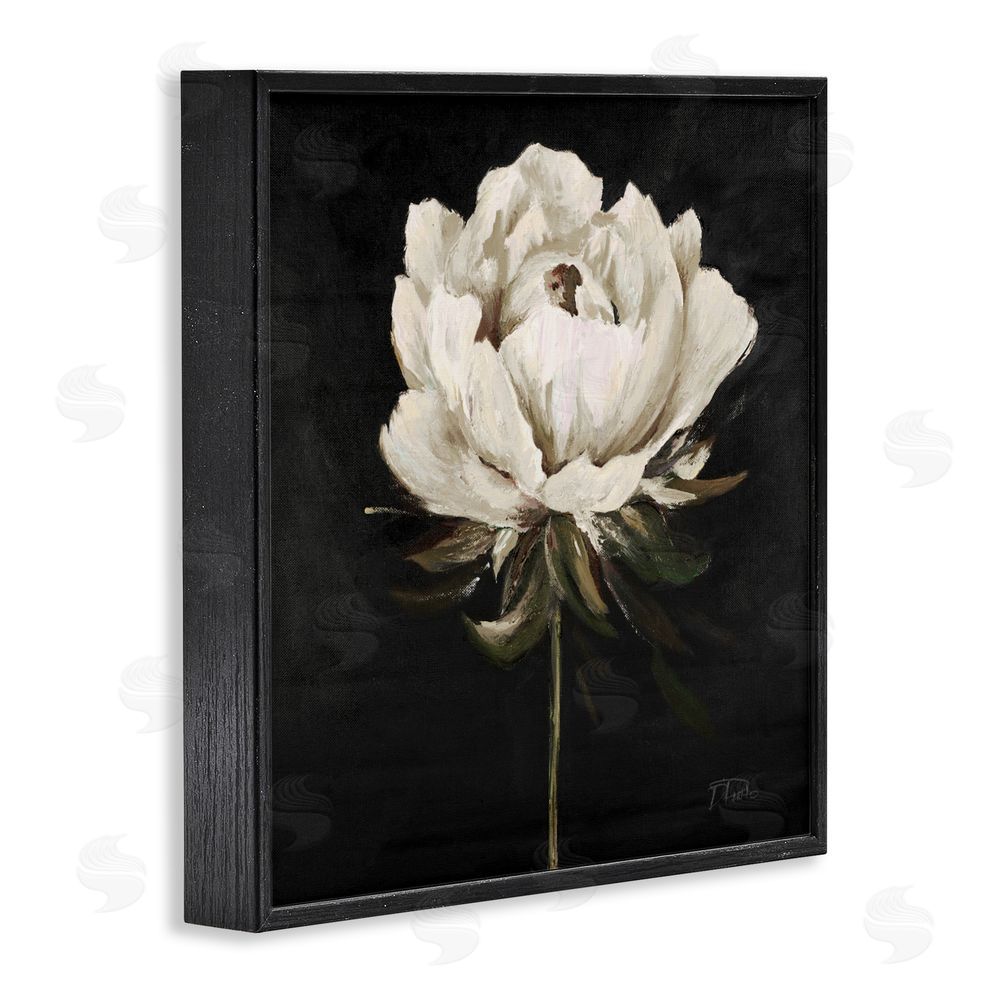 Patricia Pinto Pretty Delicate Bloom on Black Black Framed Giclee Wall Art Print