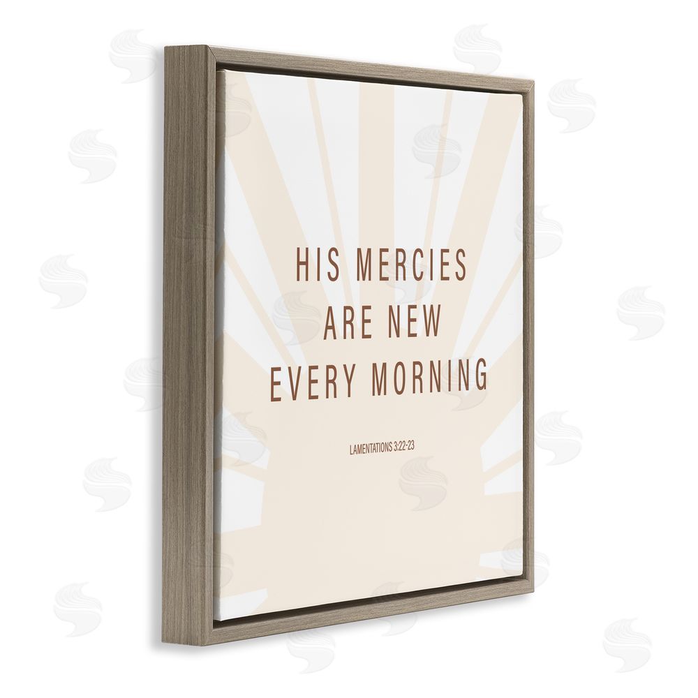 Sundance Graphics His Mercies Are New Brown Floating Frame Canvas Wall Art Print