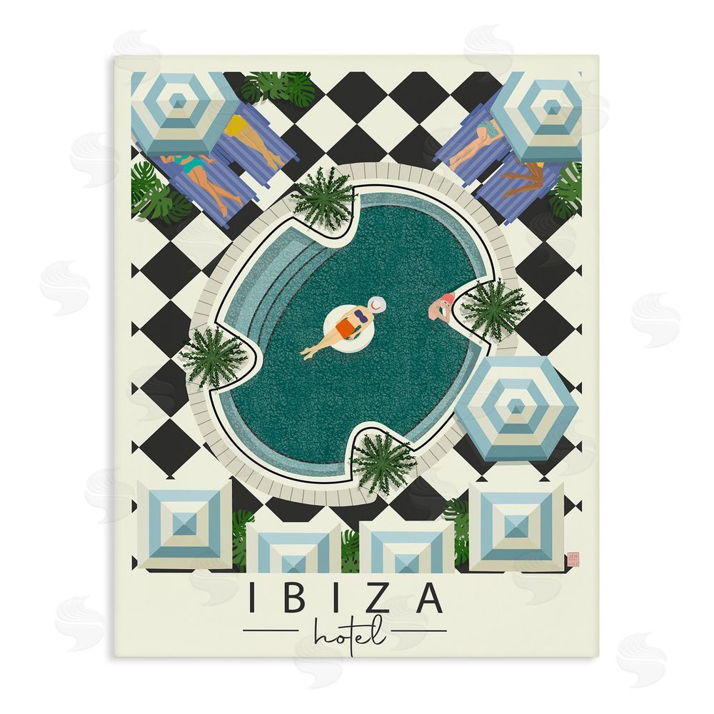 Sundance Graphics Ibiza Hotel Aerial Pool Canvas Wall Art Print