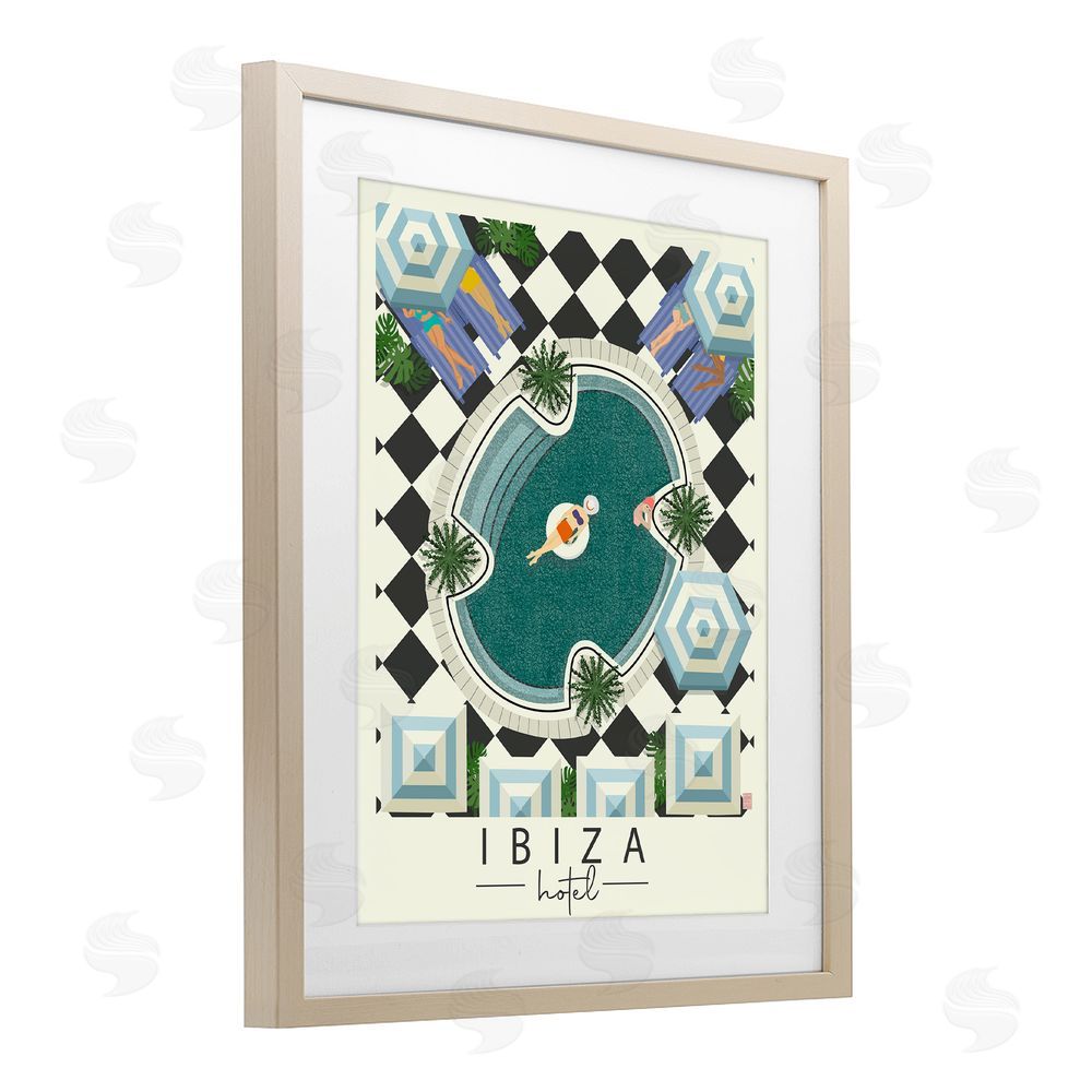 Sundance Graphics Ibiza Hotel Aerial Pool Birch Framed Print Under Glass Wall Art