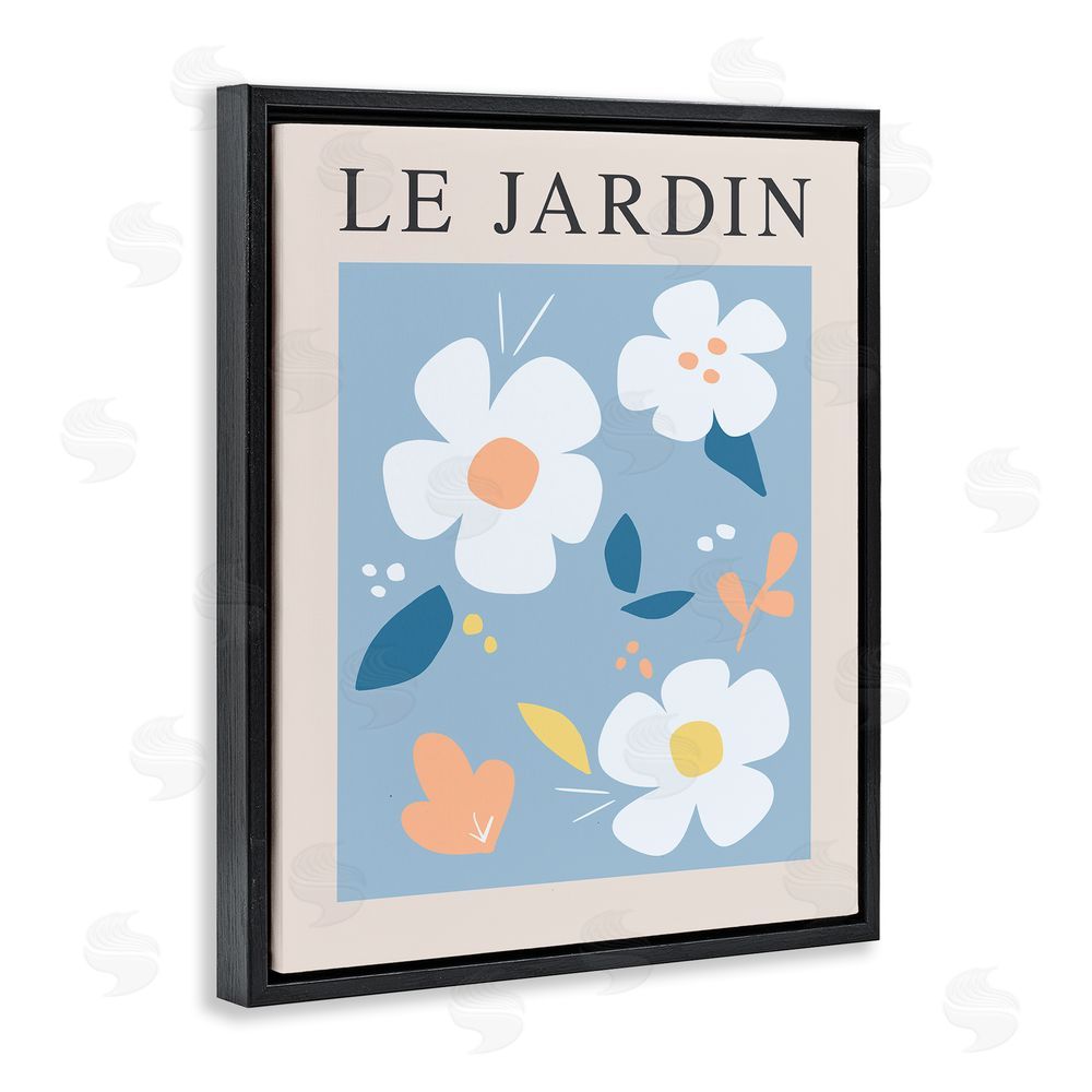 Sundance Graphics Bouncing Floral Le Jardin Black Floating Frame Canvas Wall Art Print