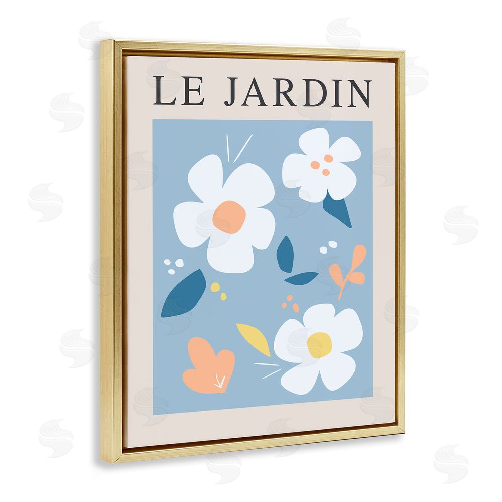 Sundance Graphics Bouncing Floral Le Jardin Gold Floating Frame Canvas Wall Art Print