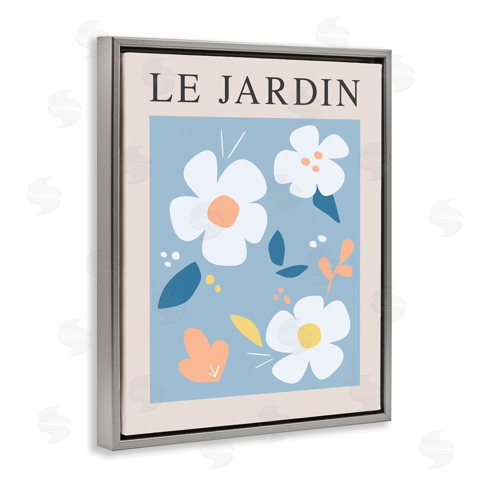 Sundance Graphics Bouncing Floral Le Jardin Gray Floating Frame Canvas Wall Art Print