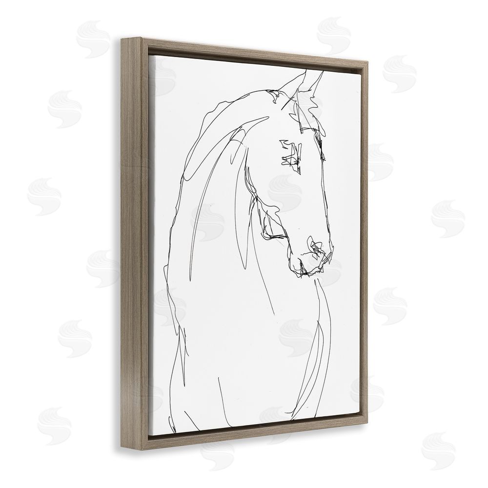 Lorenzo Collective Sketched Horse Contour Brown Floating Frame Canvas Wall Art Print