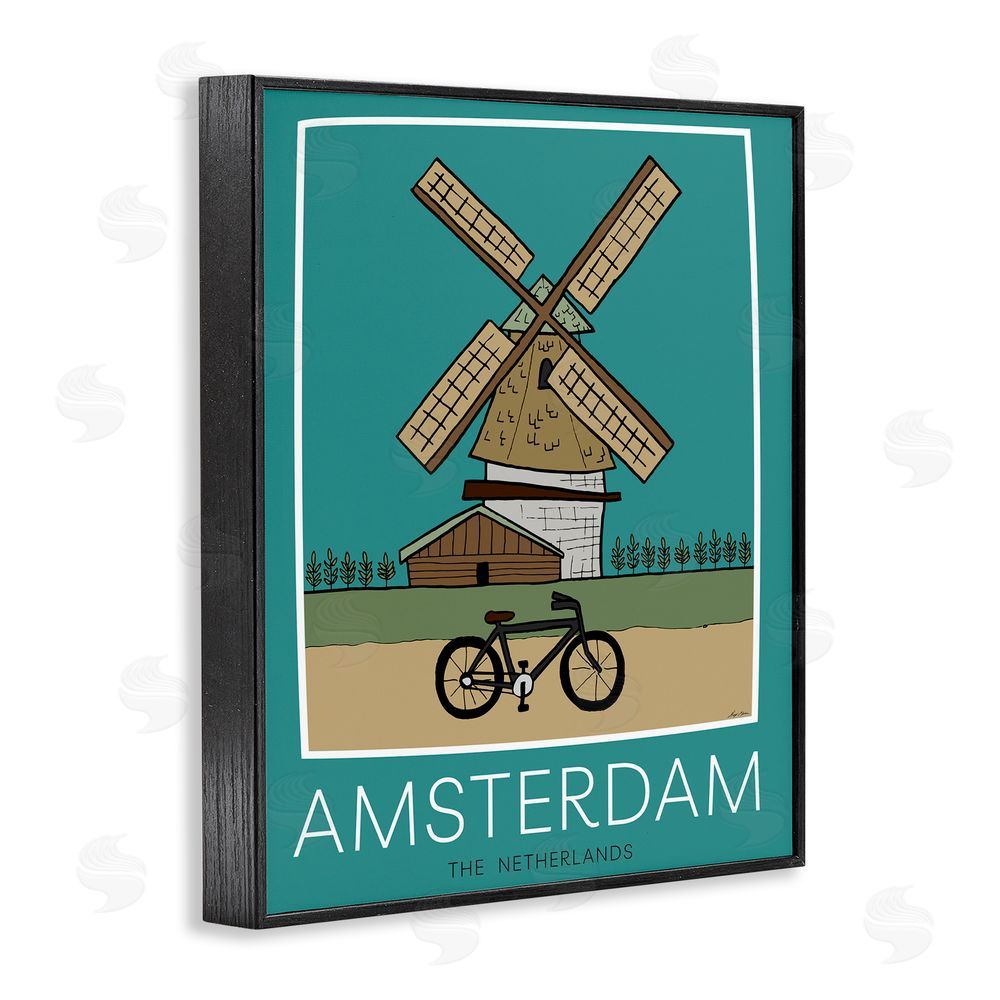 Sundance Graphics Amsterdam Windmill Poster Black Framed Giclee Wall Art Print