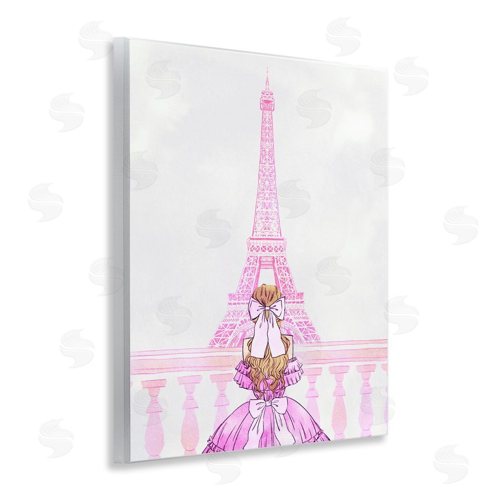 Ziwei Li Pink Gown & Eiffel Tower Wall Plaque Art Print
