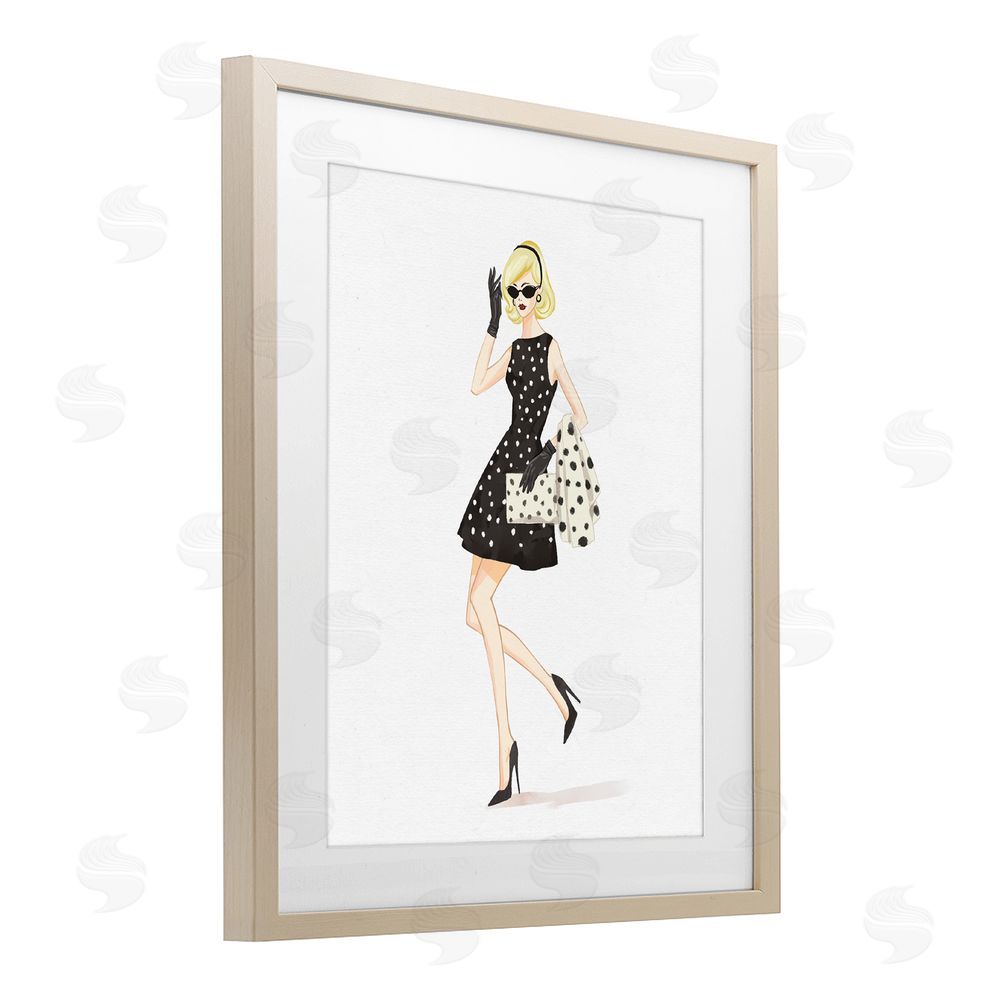 Ziwei Li Retro Trend Polka Dots Brown Framed Print Under Glass Wall Art