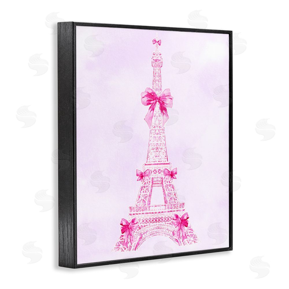 Ziwei Li Ribbon Bedecked Eiffel Tower Black Framed Giclee Wall Art Print