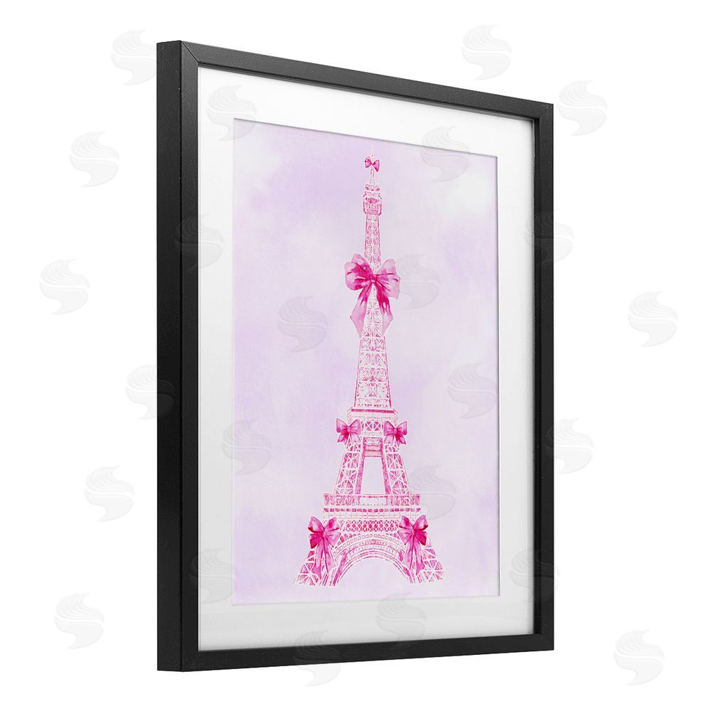 Ziwei Li Ribbon Bedecked Eiffel Tower Black Framed Print Under Glass Wall Art