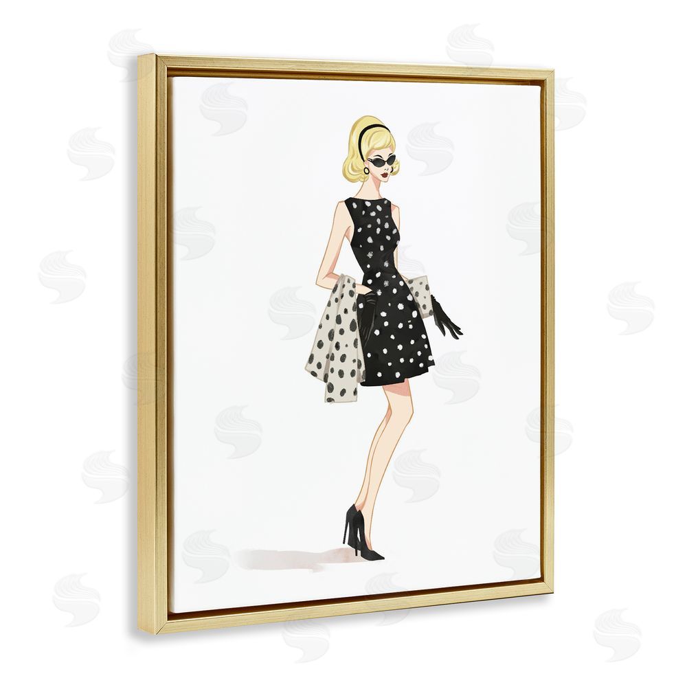 Ziwei Li Feminine Retro Fashion Gold Floating Frame Canvas Wall Art