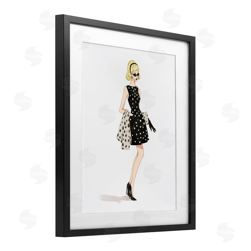 Ziwei Li Feminine Retro Fashion Black Framed Print Under Glass with Mat Wall Art