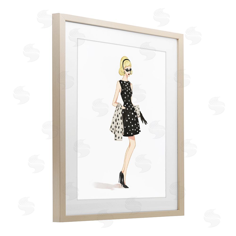 Ziwei Li Feminine Retro Fashion Brown Framed Print Under Glass with Mat Wall Art