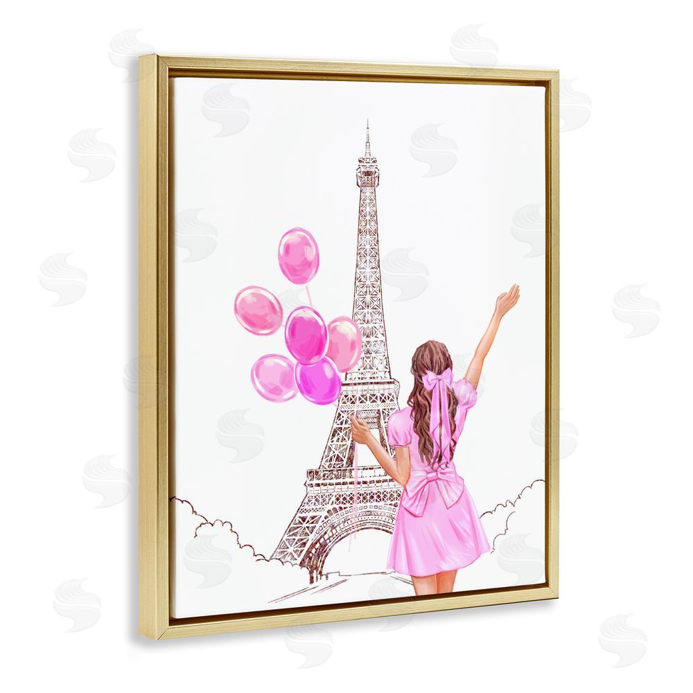 Ziwei Li Chic Paris Celebration Gold Floating Frame Canvas Wall Art Print