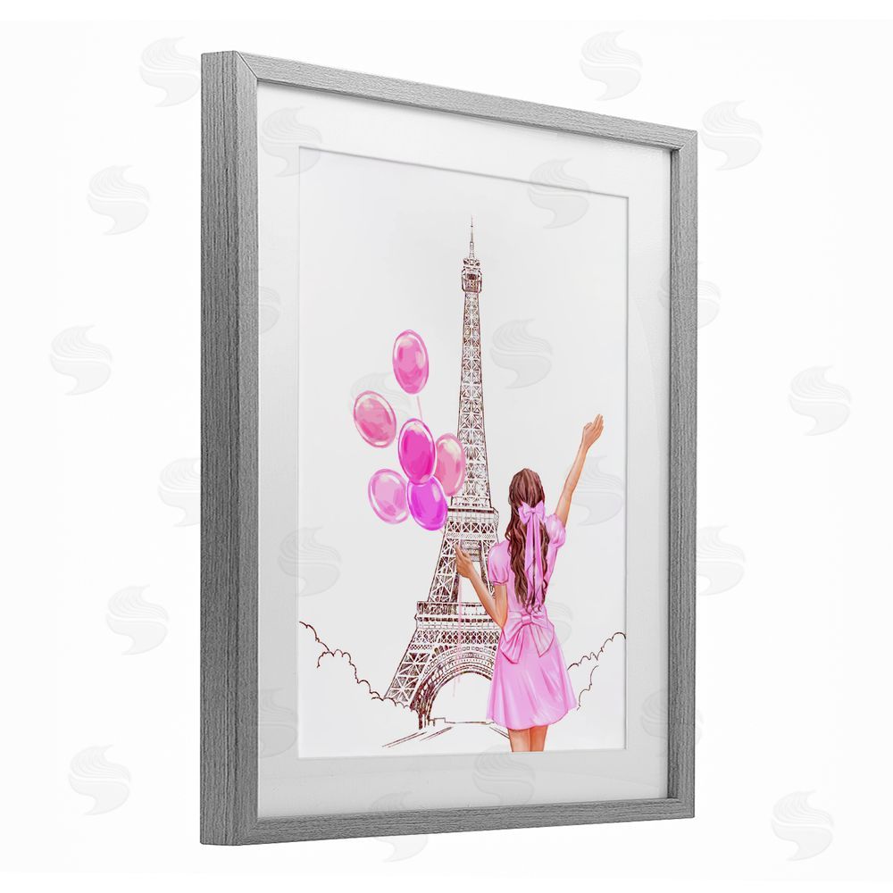 Ziwei Li Chic Paris Celebration Gray Framed Print Under Glass Wall Art