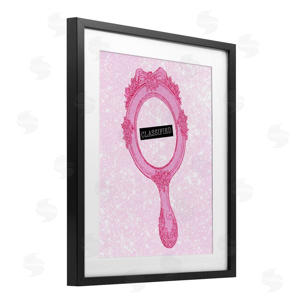 Ziwei Li Classified Ornate Pink Mirror Black Framed Print Under Glass Wall Art