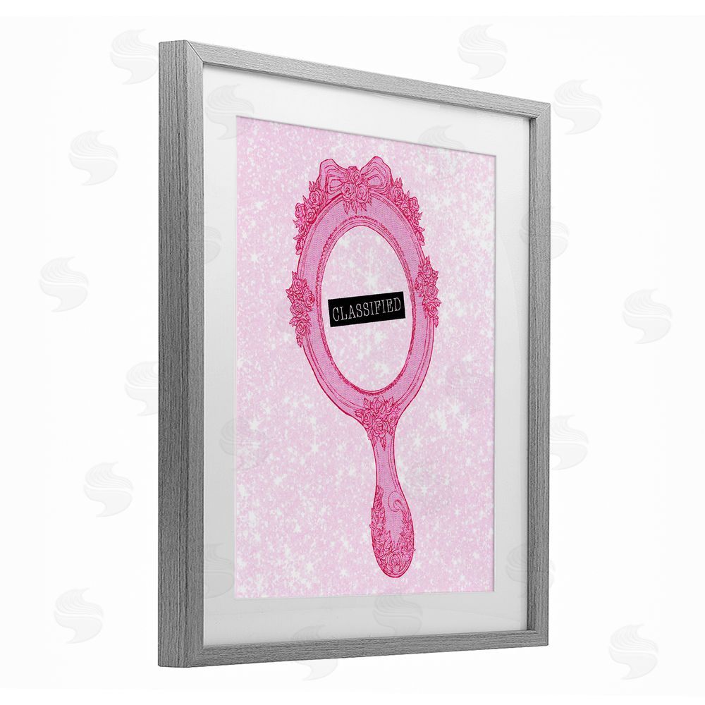 Ziwei Li Classified Ornate Pink Mirror Gray Framed Print Under Glass Wall Art