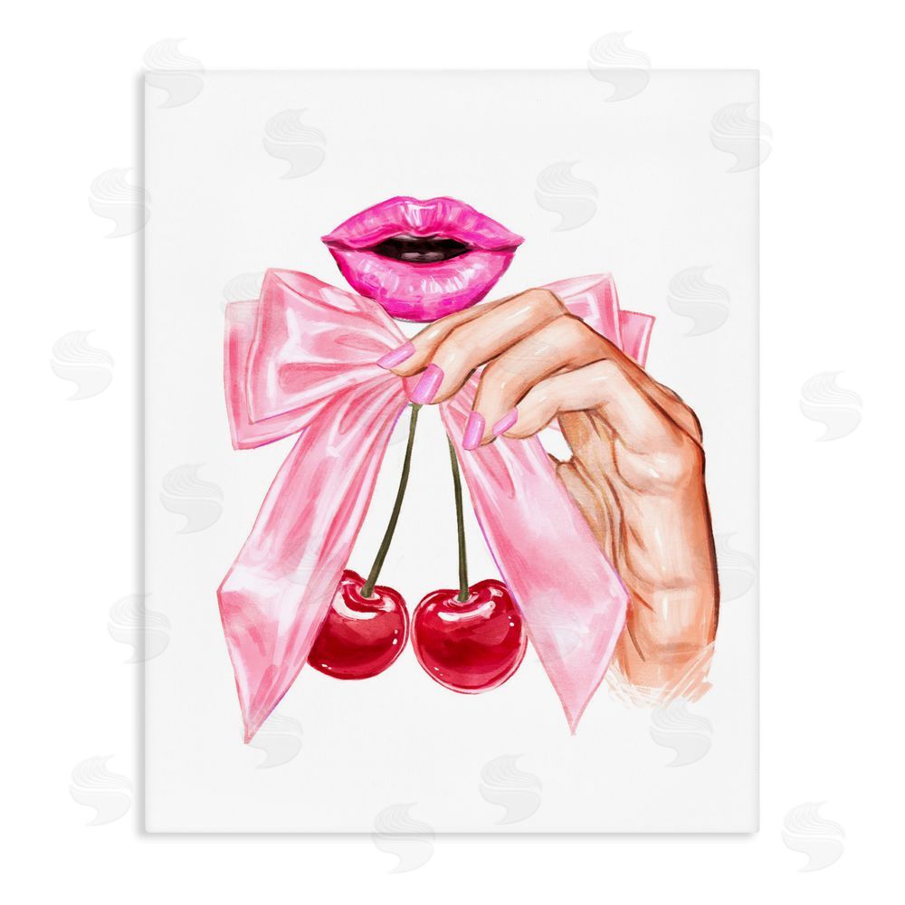 Ziwei Li Lips & Feminine Cherries Stretched Canvas Wall Art