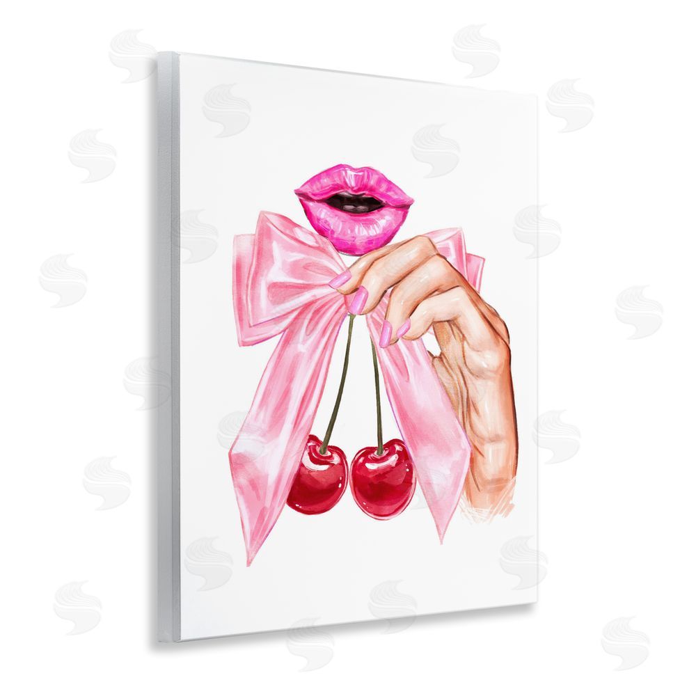 Ziwei Li Lips & Feminine Cherries Wooden Wall Plaque Art Print