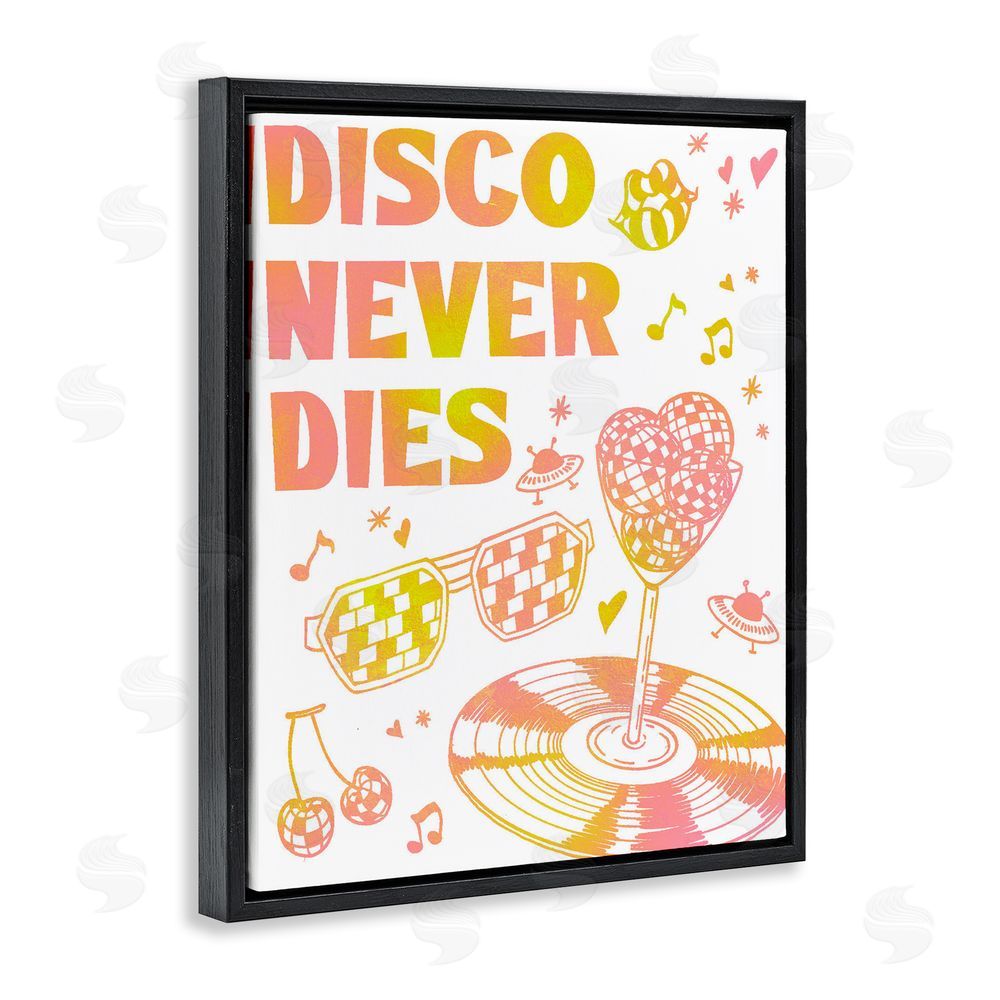 Ziwei Li Disco Never Dies Black Floating Frame Canvas Wall Art