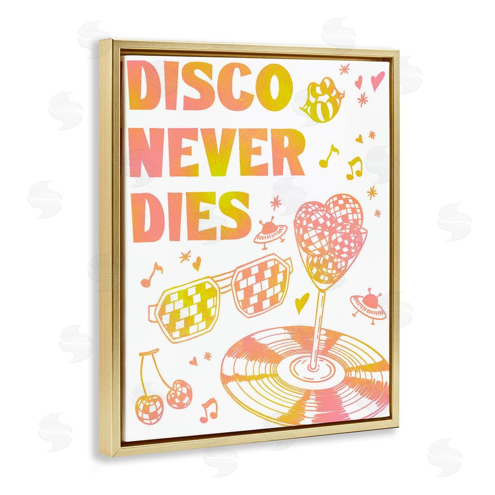 Ziwei Li Disco Never Dies Gold Floating Frame Canvas Wall Art