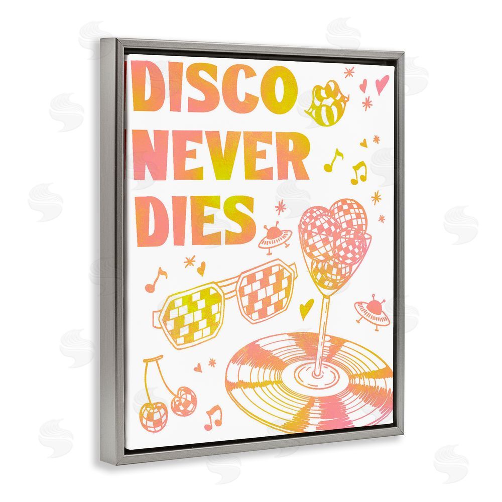 Ziwei Li Disco Never Dies Gray Floating Frame Canvas Wall Art