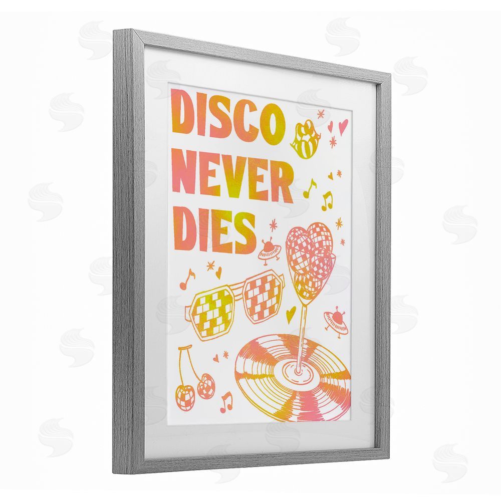 Ziwei Li Disco Never Dies Gray Framed Print Under Glass with Mat Wall Art