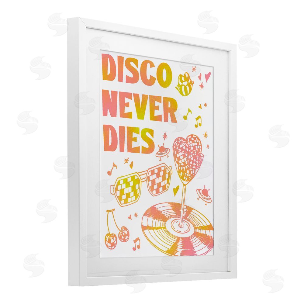 Ziwei Li Disco Never Dies White Framed Print Under Glass with Mat Wall Art