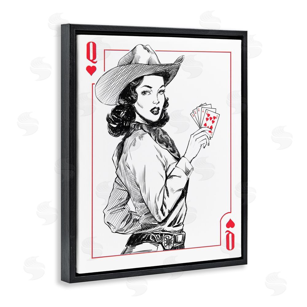Ziwei Li Cowgirl Queen of Hearts Black Floating Frame Wall Art Print