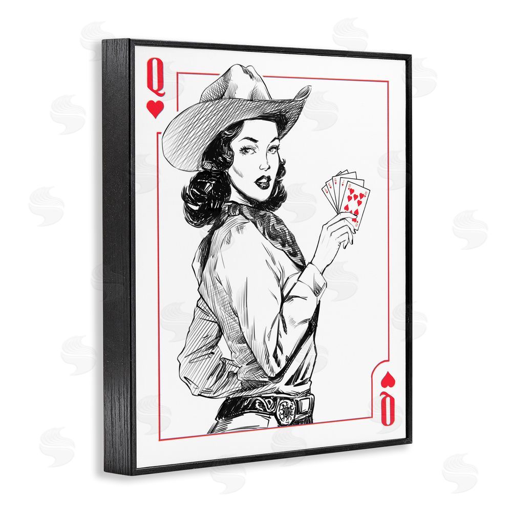 Ziwei Li Cowgirl Queen of Hearts Black Framed Giclee Wall Art Print