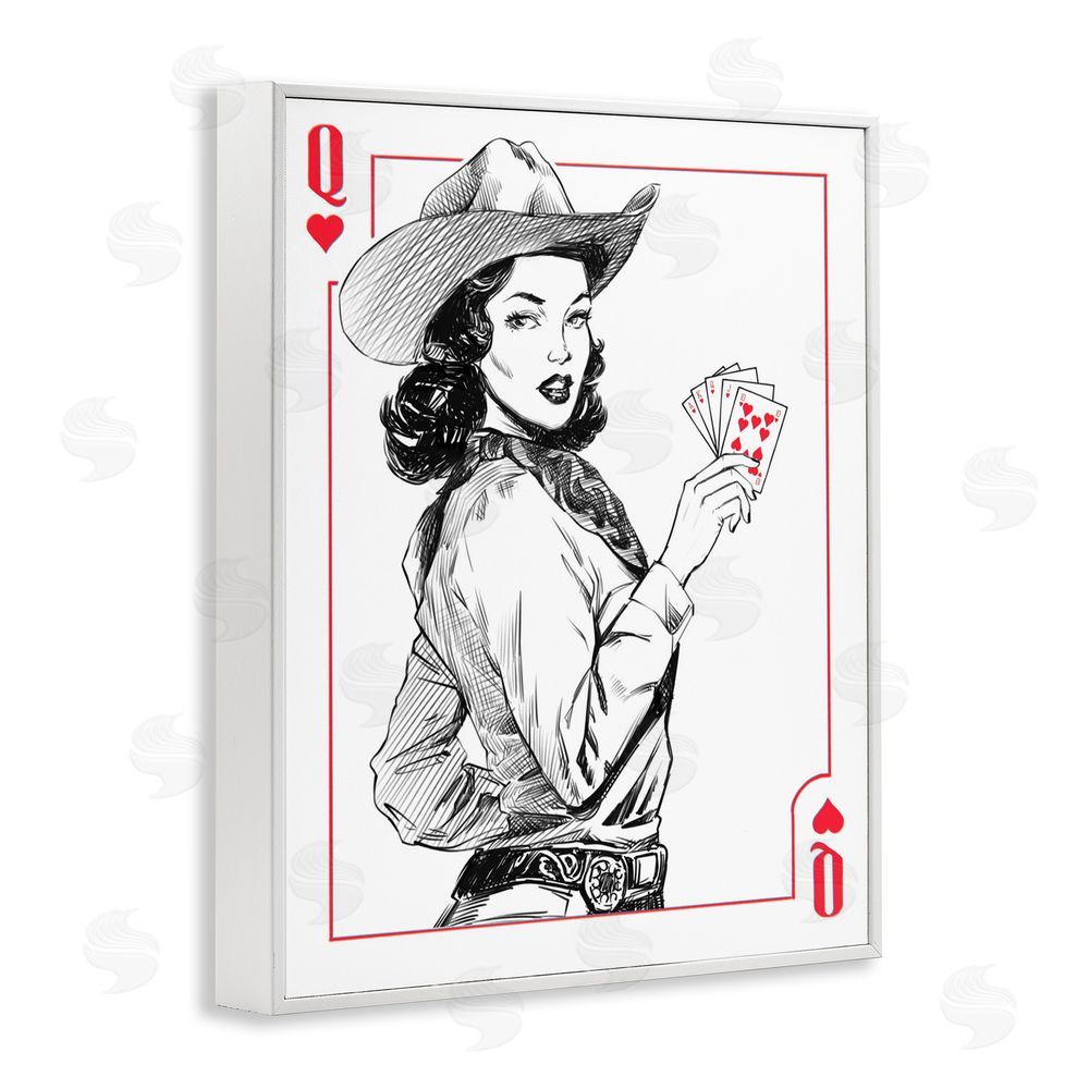 Ziwei Li Cowgirl Queen of Hearts White Framed Giclee Wall Art Print