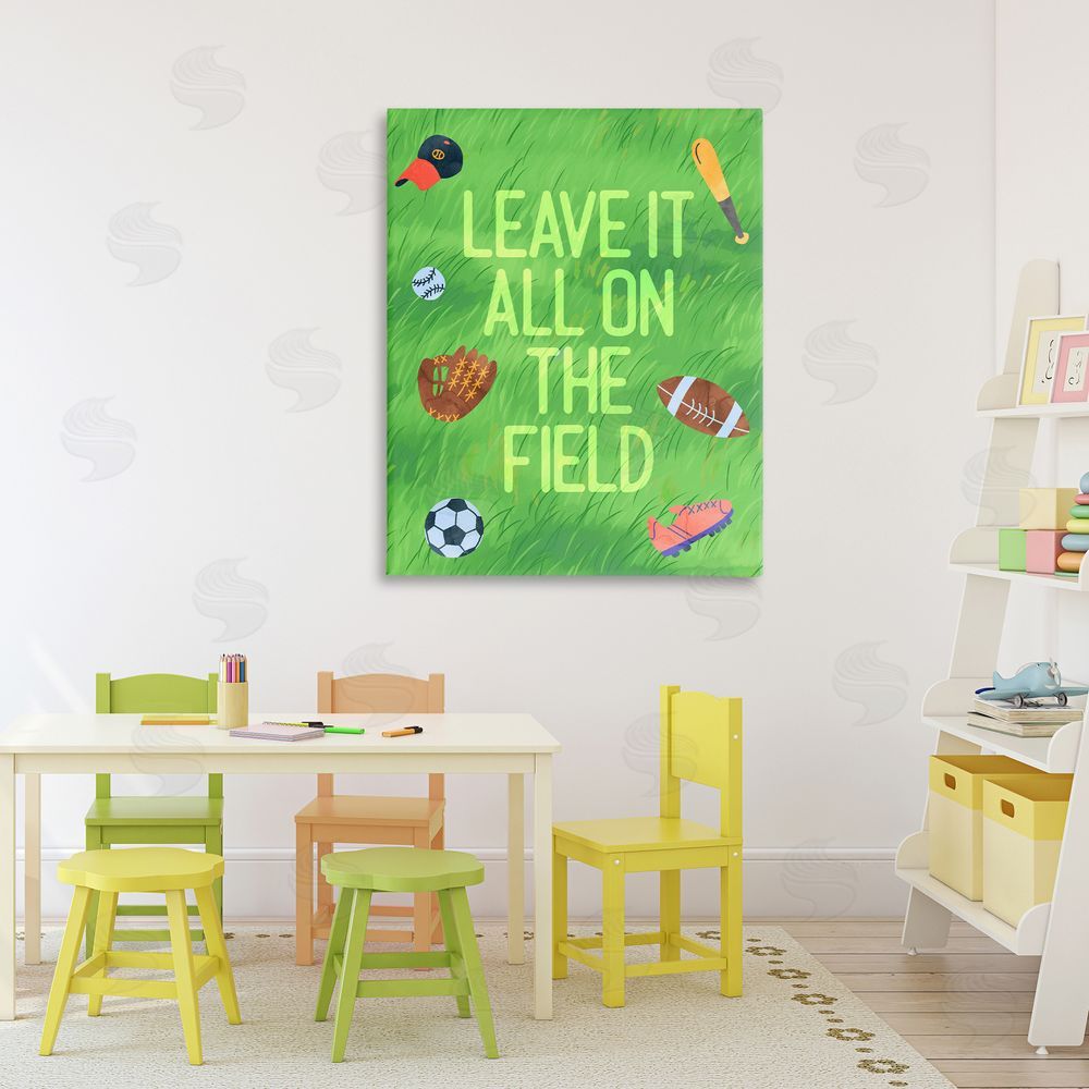 Lil' Rue Leave It On The Field Stretched Canvas Wall Art in Room
