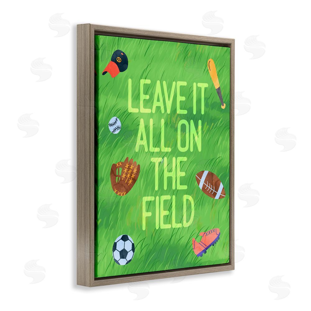 Lil' Rue Leave It On The Field Brown Floating Frame Canvas Wall Art