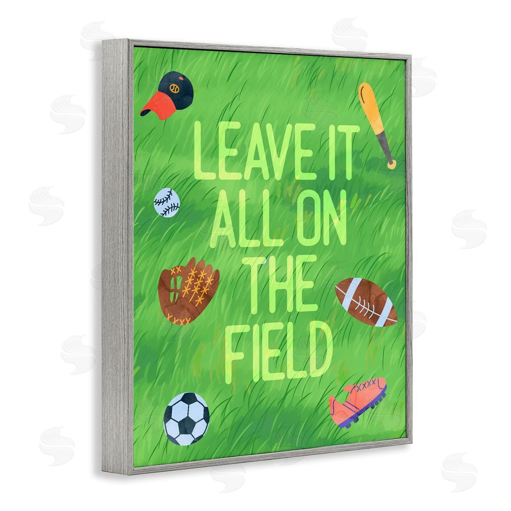 Lil' Rue Leave It On The Field Gray Framed Giclee Wall Art Print