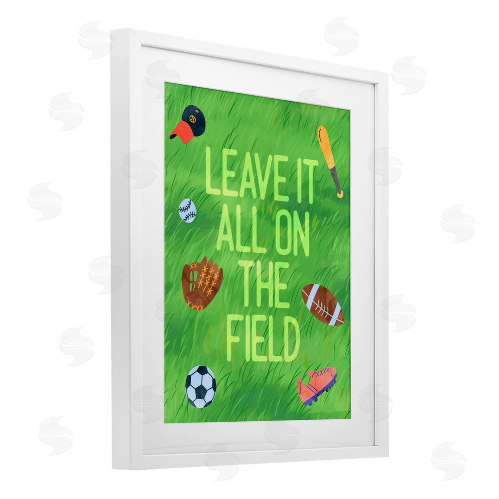 Lil' Rue Leave It On The Field White Framed Print Under Glass with Mat Wall Art