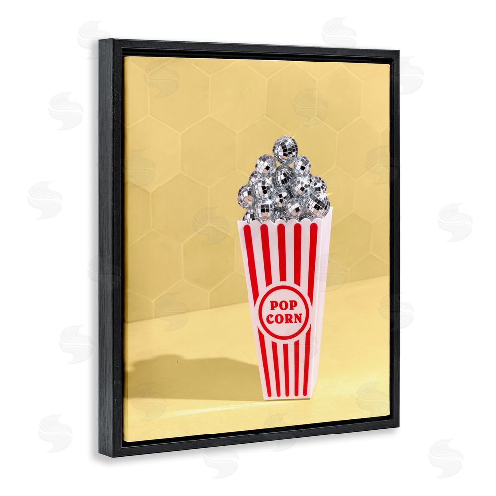 LISH Creative Disco Filled Popcorn Black Floating Frame Canvas Wall Art Print