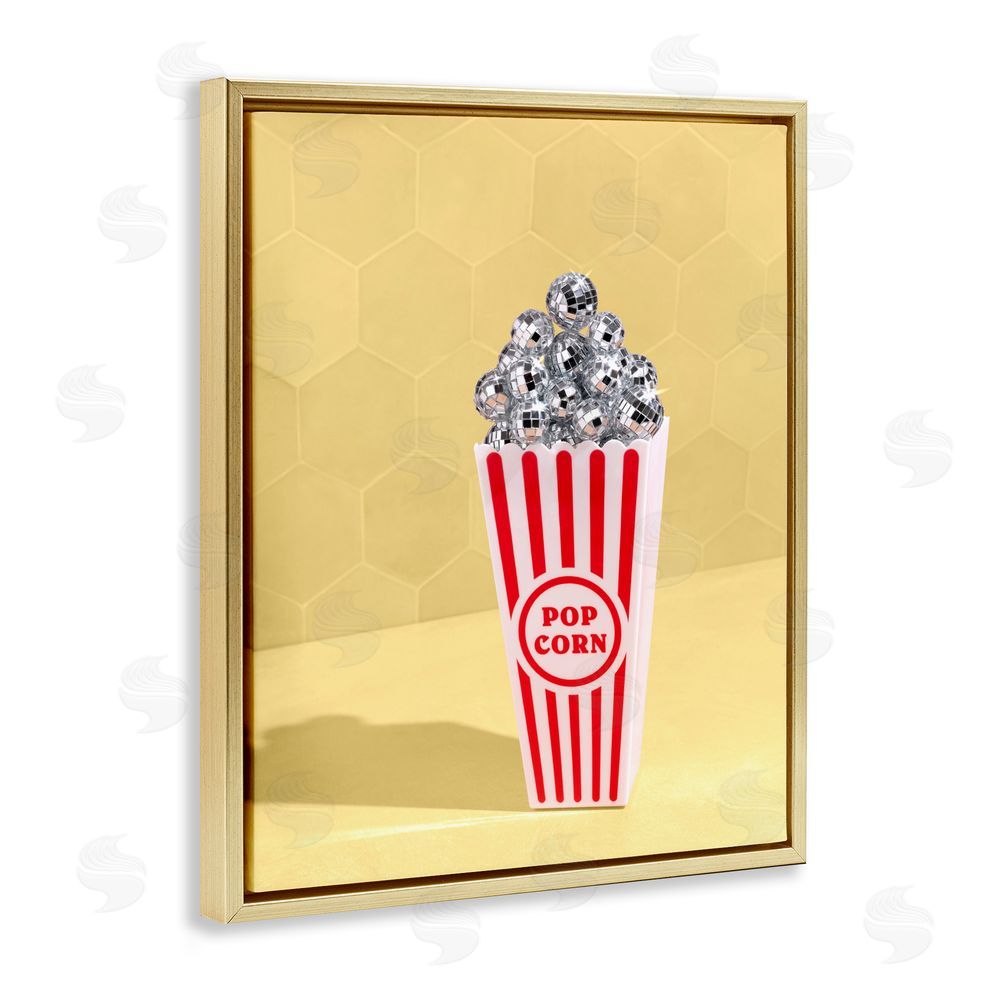 LISH Creative Disco Filled Popcorn Gold Floating Frame Canvas Wall Art Print