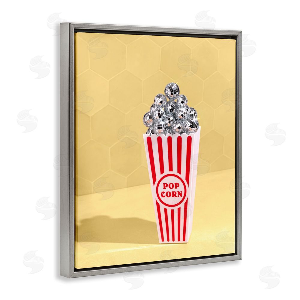LISH Creative Disco Filled Popcorn Gray Floating Frame Canvas Wall Art Print