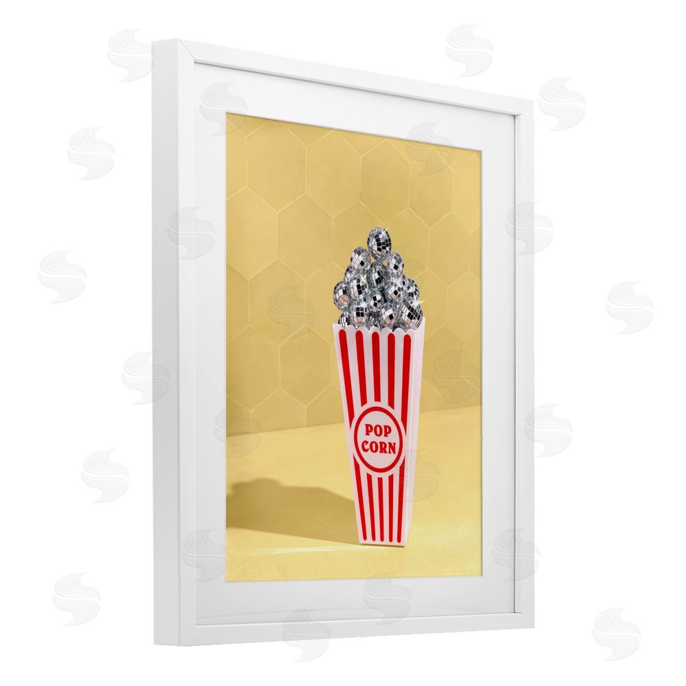 LISH Creative Disco Filled Popcorn White Framed Print Under Glass Wall Art