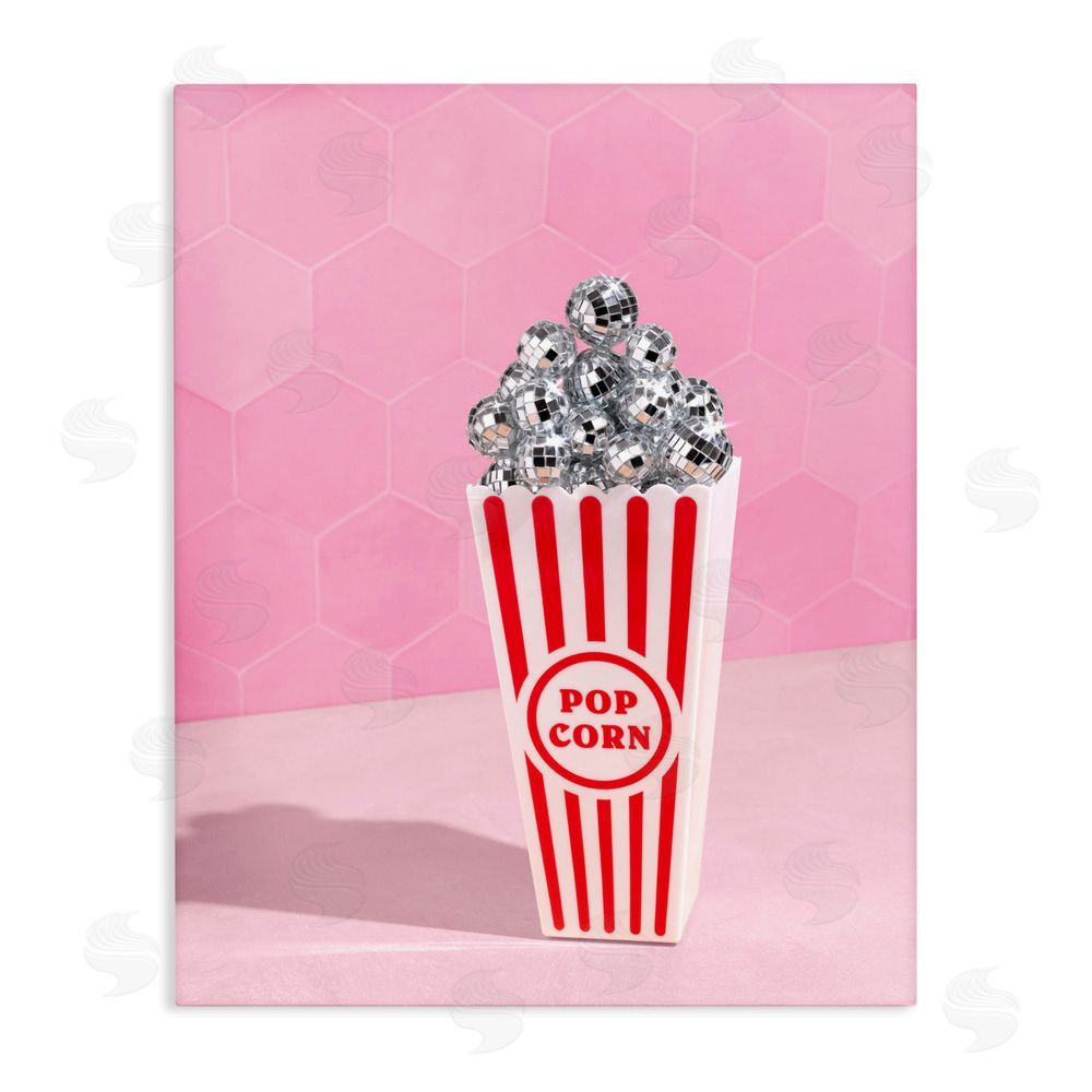 LISH Creative Pink Disco Popcorn Stretched Canvas Wall Art